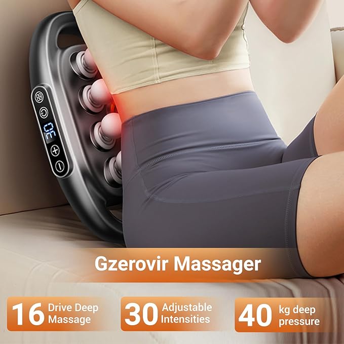 16-Head Massage Gun Set, Massage Gun Deep Tissue Neck Massager with 16 Heads, for Deep Tissue, Back, Shoulders, Legs, Pain Relief (Gray 16 Heads)