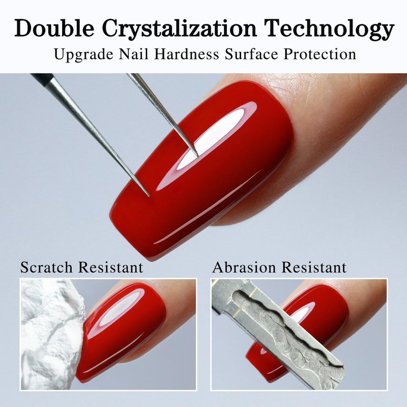 Double Rhythm 2 Pcs 15ML No Wipe Gel Top Coat and Base Coat Set Clear Glossy Gel Polish Kit (2Pcs Top Coat)