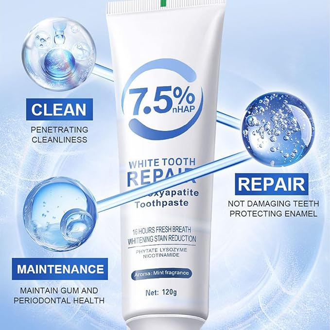 Hydroxyapatite Toothpastes for Enamel Protection and Tooth Strengthening, Fluoride-Free Formula for Sensitive Teeth, Gentle and Effective Formula, Gentle Mint, Fresh Breath (1PCS)