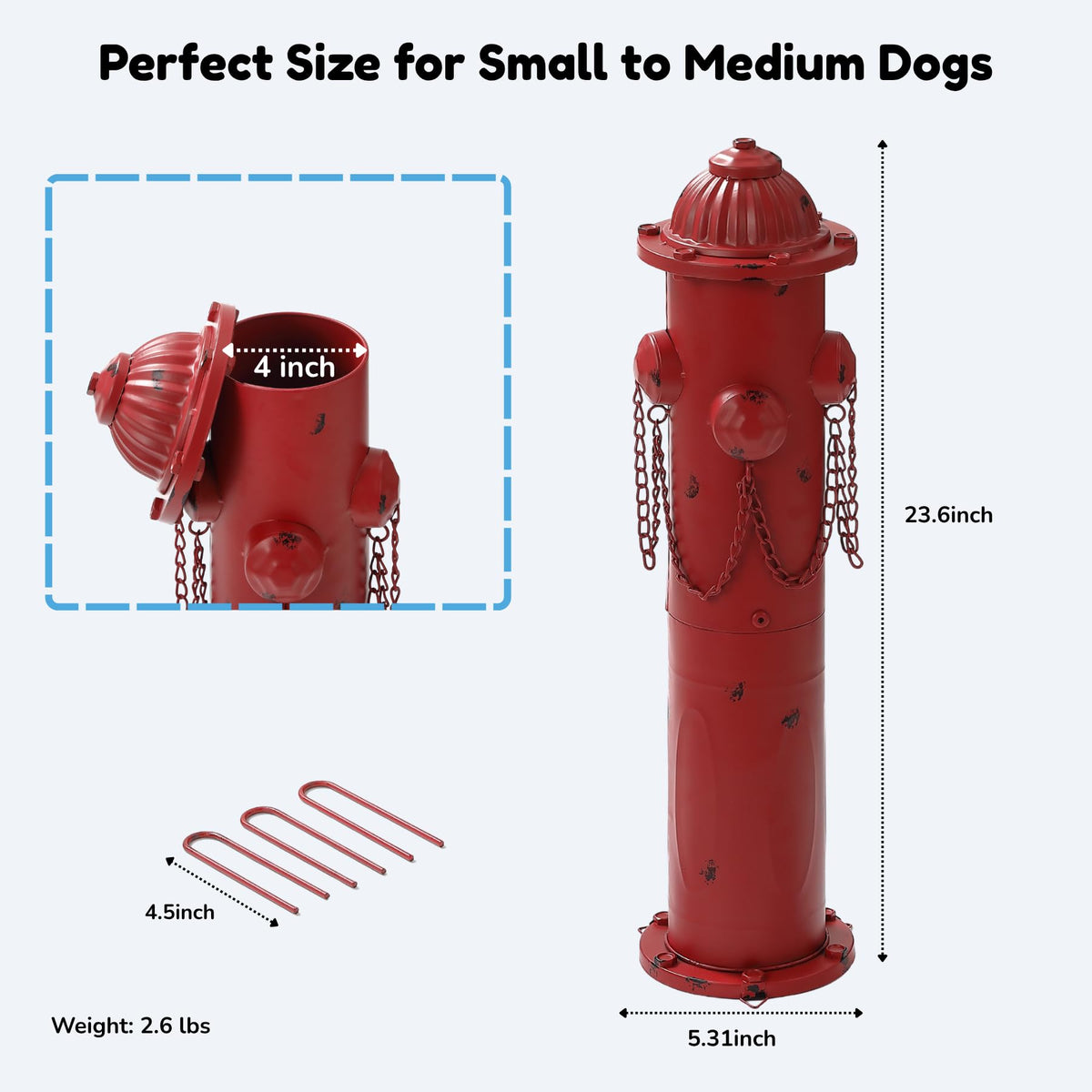 CaliDecor Fire Hydrant for Dogs to Pee On 24" Dog Fire Hydrant Pee Post