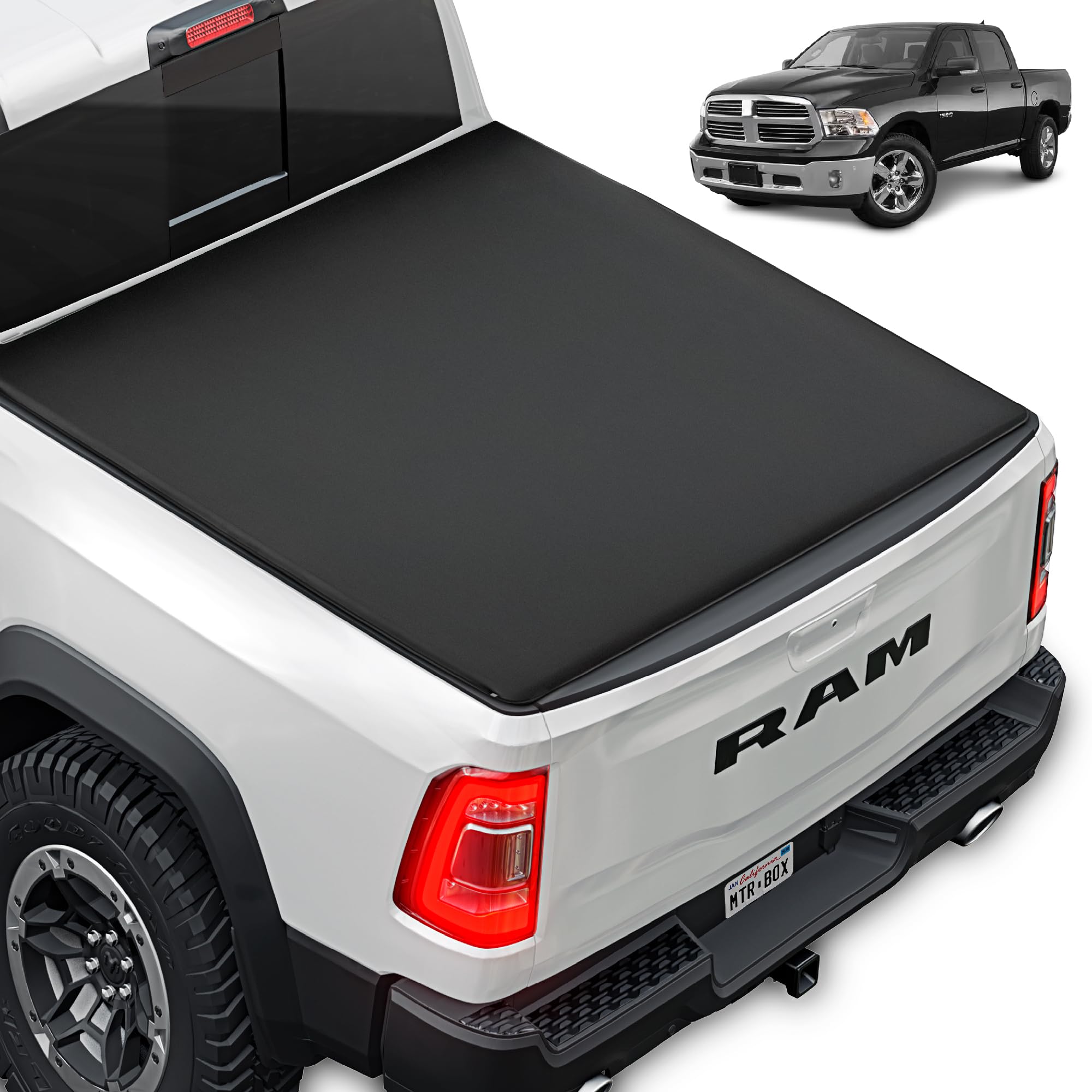Tonneau Cover Soft Tri-Fold Truck Tonneau Cover For Ram 1500 (Classic Only) (2002-2025) / Ram 2500 & 3500 (2003-2020) With 6.4 F