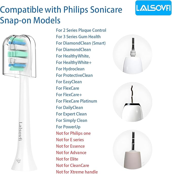 Toothbrush Replacement Heads Compatible with Philips Sonicare and More Click-on Handles 12 Pack