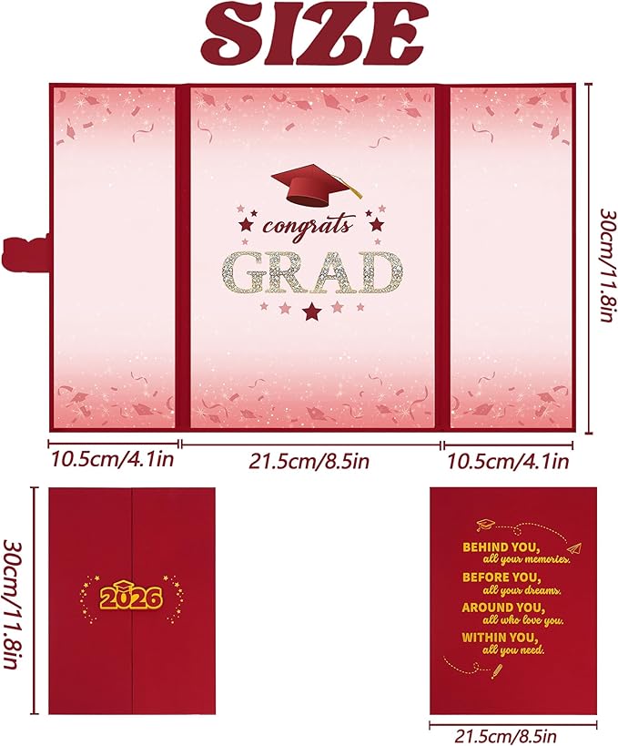 Vlipoeasn 2026 Graduation Guest Book Alternative, Red Gold Class of 2026 Graduation Party Decorations, Graduation Signature Book for 2026 College High School, Unique Graduation Gifts for Friends