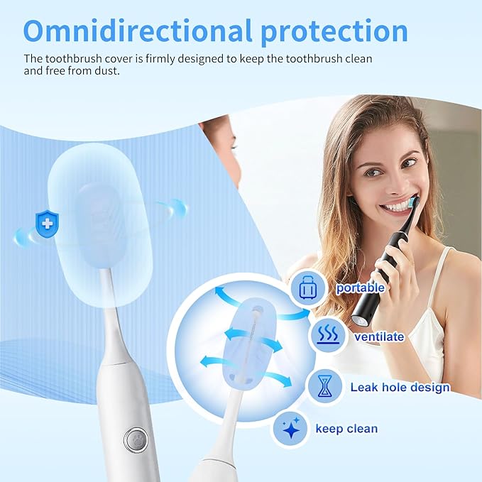 6 Pcs Toothbrush Covers Toothbrush Covers Caps，Replaceable Electric Toothbrush Head Cover Silicone Toothbrush Protector Cap for Household Travel, Bathroom, Gym，Camping