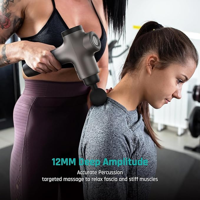 Mebak 3 Massage Gun, Massage Gun Deep Tissue for Athletes, Professional Muscle Percussion Massager, Massager for Shoulder Leg Back Body Pain Relief, Quiet Portable Sport Tool, Gifts for Him