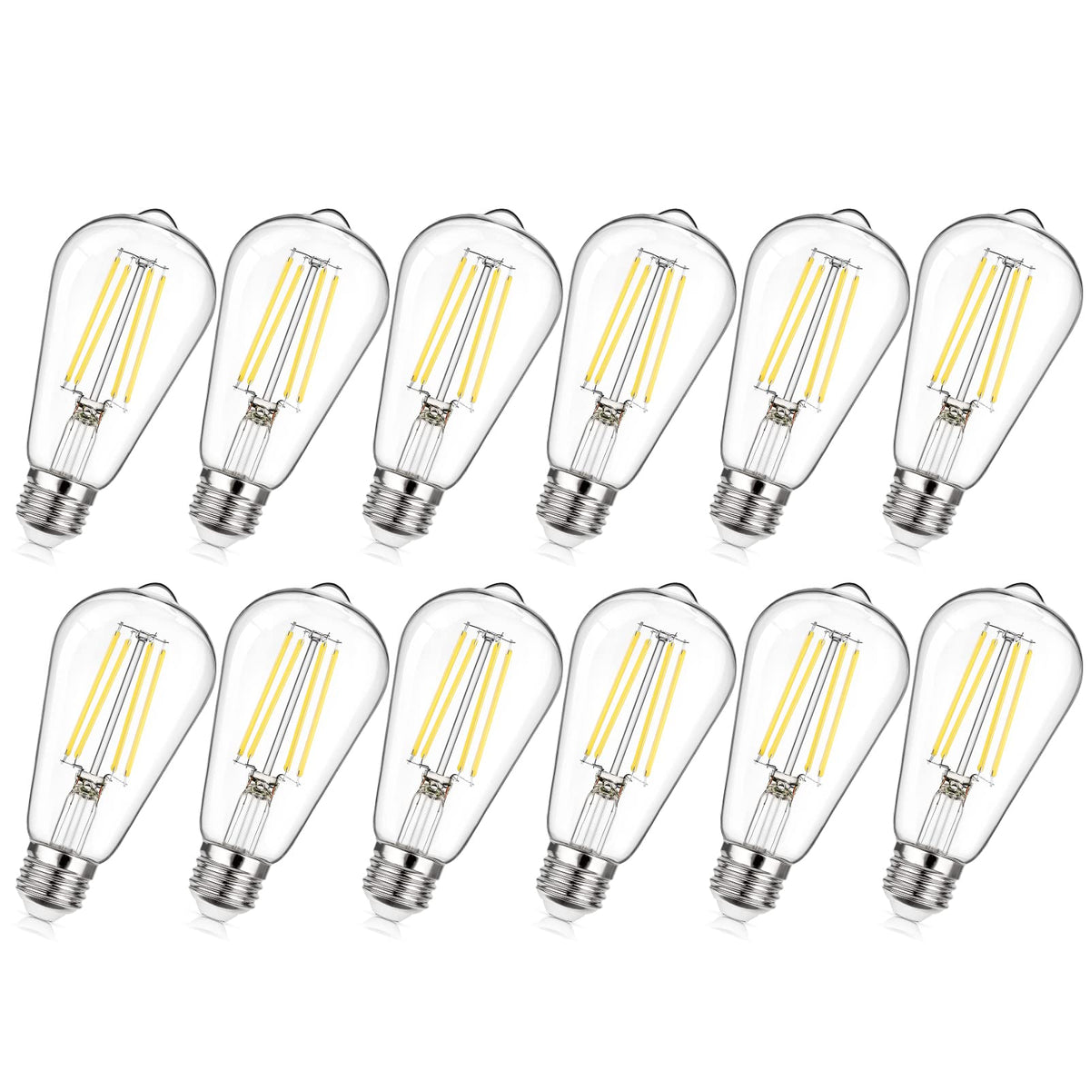 MAXvolador 12-Pack Dimmable Vintage LED Edison Bulb 60W Equivalent, 6W 850Lumens Neutral White 4000K ST58 Antique Filament Light Bulbs, E26 Base