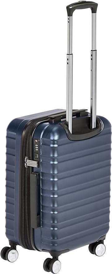 Amazon Basics 21" Hardside Carry-On Luggage with TSA Lock, Expandable, Organized Interior with Divider and Pockets, Spinner Wheels, Navy Blue