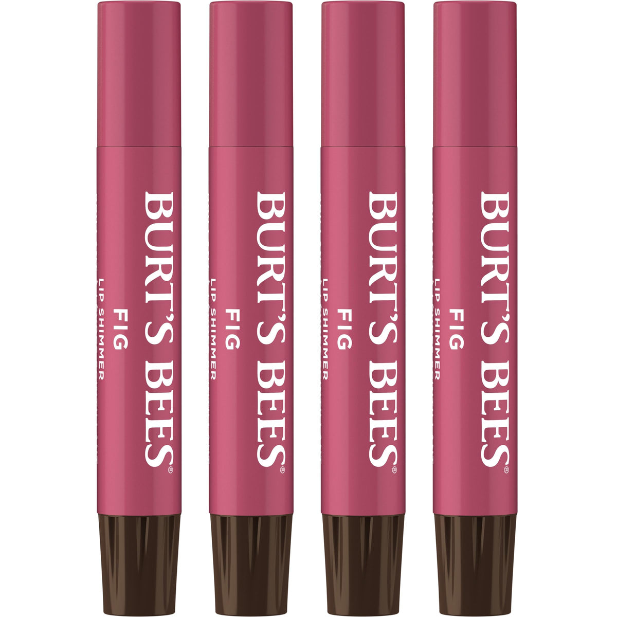 Burt's Bees Shimmer Lip Tint Set, Mothers Day Gifts, Tinted Lip Balm Stick, Moisturizing for All Day Hydration with Natural Origin Glowy Pigmented Finish & Buildable Color, Fig (4-Pack)