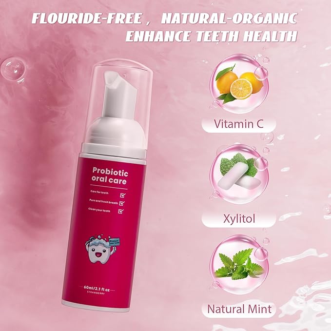 Fluoride Free Foam Kids Toothpaste - ELOTAME Toddler Natural Whitening Toothpaste with Mix Mint Flavor,Travel for U Shaped Toothbrush
