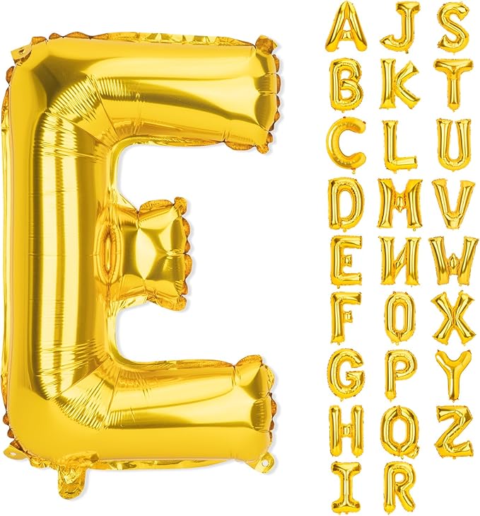 Gold Letter Balloons 40 Inch E Balloon Letters E Alphabet Balloons Giant Letters With Straw Big Balloons Foil Large Gold Balloons For Birthday Party Decorations Wedding Thanksgiving Christmas Balloons