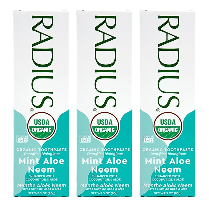 Toothpaste, USDA Organic Mint Aloe Neem, 3 oz, pack of 3