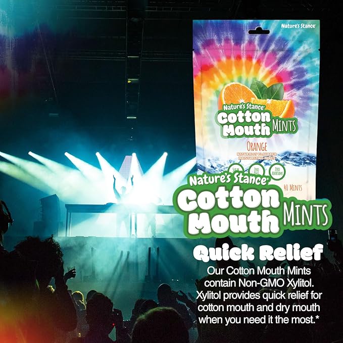 Nature’s Stance Cotton Mouth Xylitol Mints, Dry Mouth Lozenges Sugar Free, Mouth-Watering Mints - Stimulates Saliva & Freshens Breath, 40 Count (Orange)