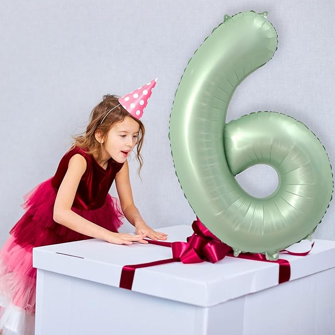 40 Inch Olive Green Large Number Balloons 0-9, Number 6 Balloons Foil Mylar Big Number Balloons, Helium Number Balloons Decorations For Birthday, Anniversary Events, Wedding Party