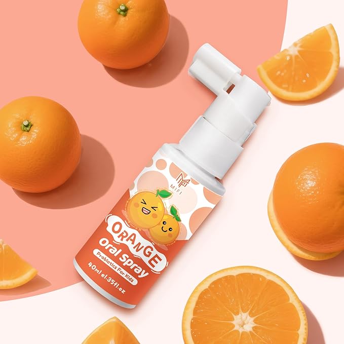 Kids Oral Spray, Toddler Toothpaste Helper for Daily Oral Care and Fresh Breath,Fruit-Flavored, Probiotic Oral Spray for Child (1Pack, Orange)