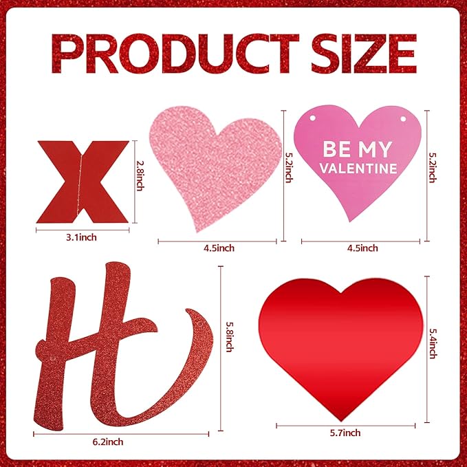 Valentines Day Decorations Set for Party, Happy Valentines Banner, XO Garlands, Hanging Swirls Heart Decor for Home Wedding Anniversary Party Supplies (Valentines)
