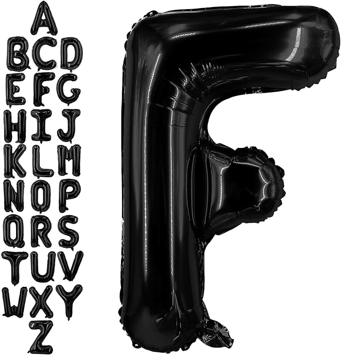 40 Inch Black Letter F Balloons, DIY Phrase Foil Alphabet Letter F Balloons DIY Word F Banner for Birthday Anniversary Celebration Graduation Party Supplies Decoration