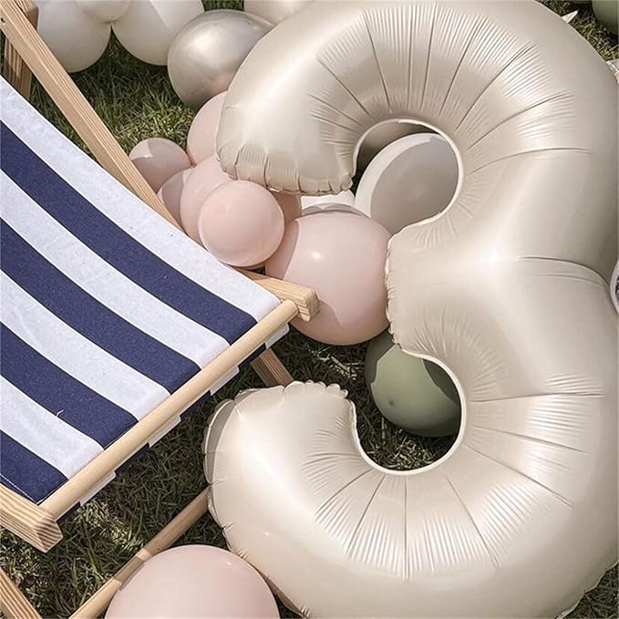 Cream 10 Balloon Numbers for 10th Birthday Decorations, 40 Inch Beige Helium Foil Number 1 & 0 Balloons for Girls Boys, White Sand 10th Birthday Balloons for Women Men Anniversary Party Supplies