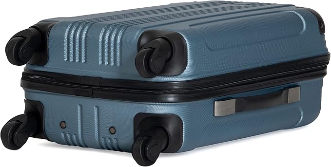 Kenneth Cole REACTION Out of Bounds Lightweight Hardshell 4-Wheel Spinner Luggage, Granite Blue, 24-Inch Checked