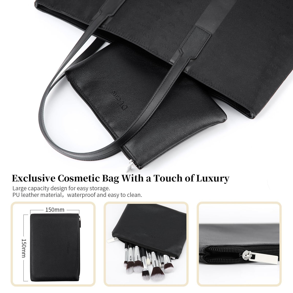 DUcare Makeup Brushes with Travel Bag 15Pcs Makeup Brush Set
