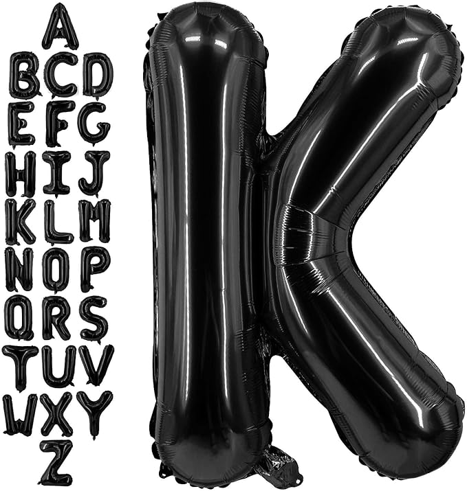 40 Inch Black Letter K Balloons, DIY Phrase Foil Alphabet Letter K Balloons DIY Word K Banner for Birthday Anniversary Celebration Graduation Party Supplies Decoration