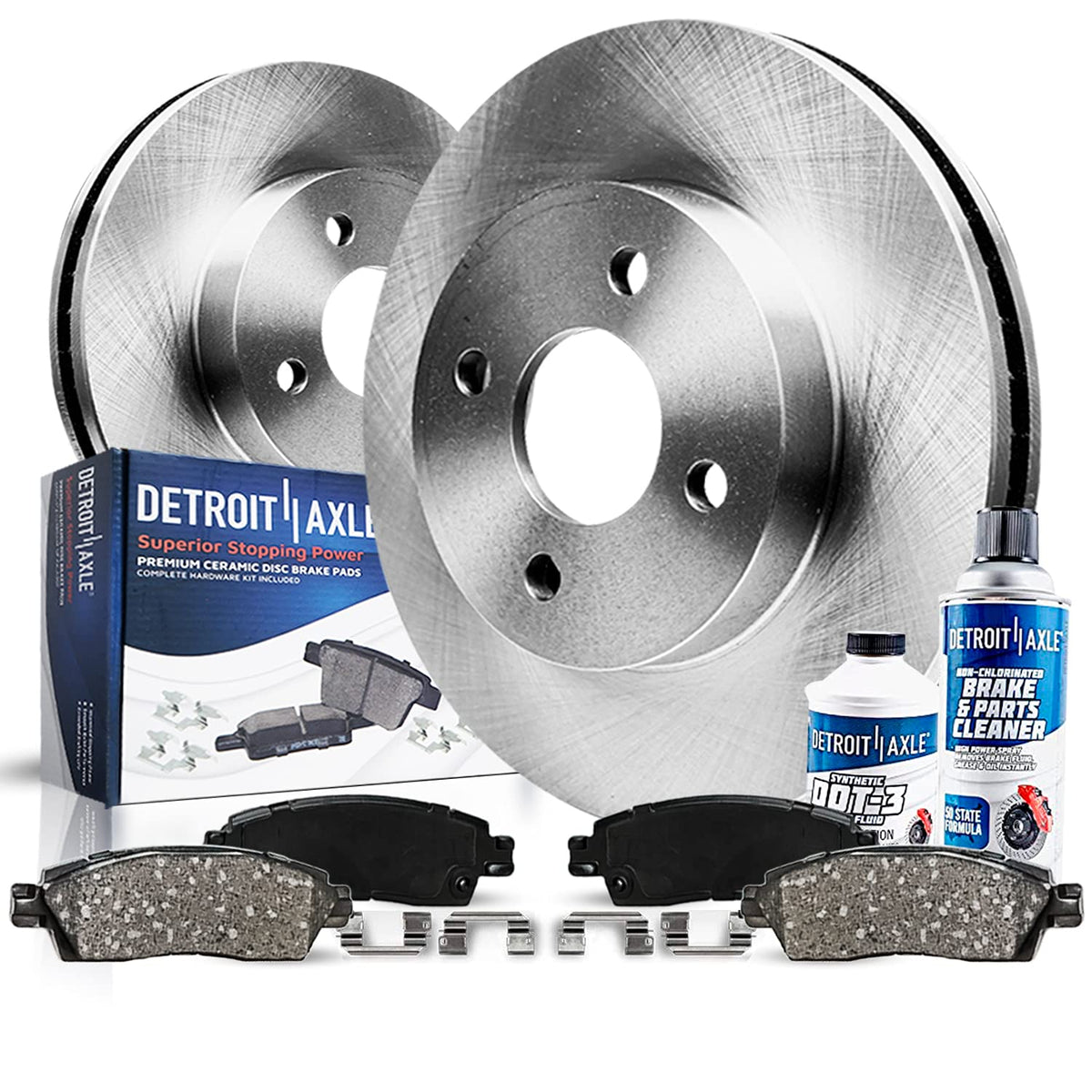 Detroit Axle - Front Brake Kit for 4-Lug 2002 2003 2004 2005 2006 Mini Cooper Brake Rotors and Ceramic Brakes Pads Replacement: