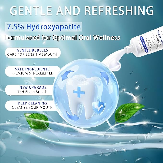 7.5 nHAP Hydroxyapatite Toothpaste - Nano Hydroxyapatite Whiteing Teeth | Enamel Repair | Fluoride-Free | Deep Cleaning Care Oral Health | Breath Freshening | Mild Mint | Sensitive Tooth (2)