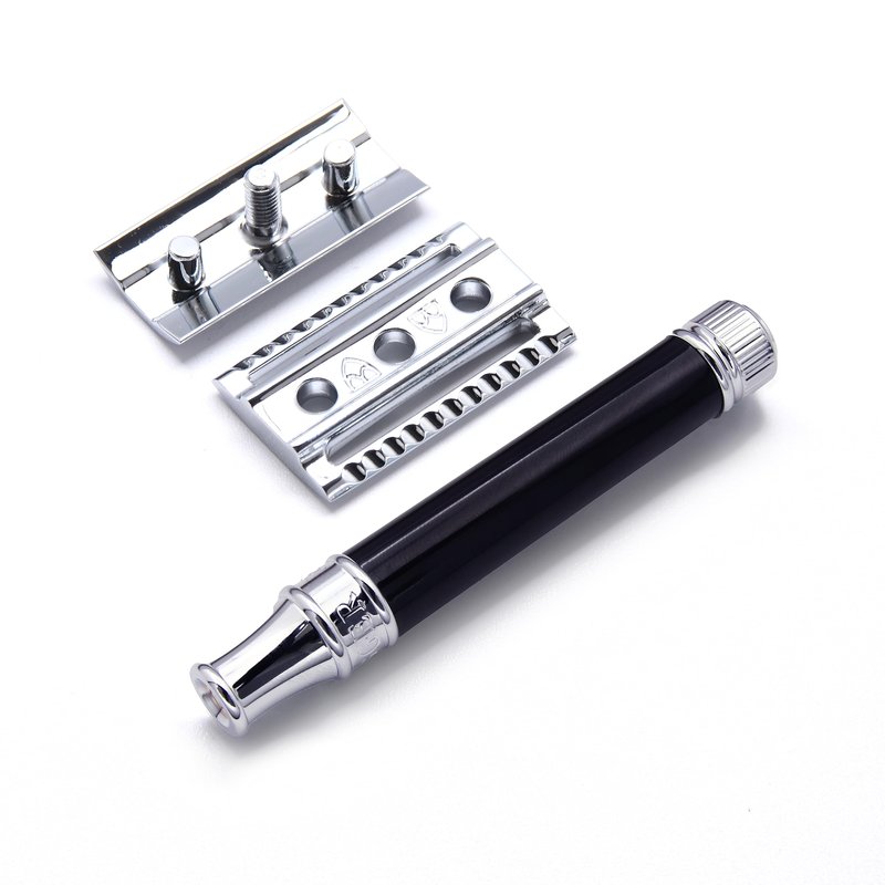 Edwin Jagger DE86 Classic Double Edge Manual Eco-Friendly and Reusable Safety Razor for Men and Women for Shaving Cream or Soap Fits All DE Razor Blades (Imitation Ebony)