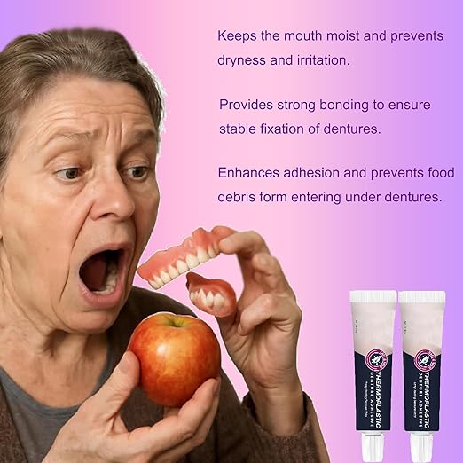 2PCS Thermoplastic Denture Adhesive, Extra Strong and Durable Denture-Adhesive, Ultra Max Hold Adhesive, Can Last Up to 4 Days, Suitable for All Ages