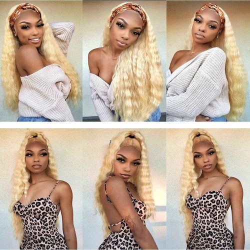 Habiliana Human Hair Bundles 18 20 22 Inch Blonde 613 Deep Wave Bundles Human Hair 100% Unprocessed Soft Sewn In with Double Drown Weft for Black Women