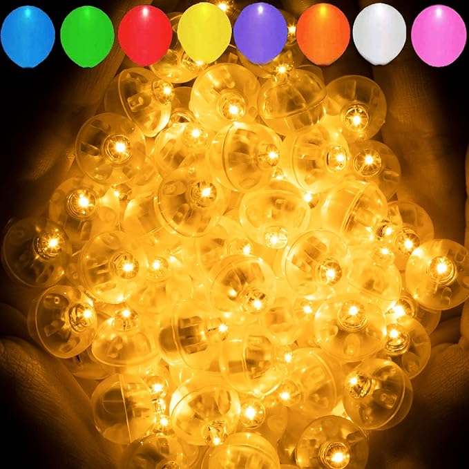 Aogist 200pcs Orange Balloon Light,Long Standby Time Waterproof Mini Ball Light,Round LED Flash Lamp for Paper Lantern Balloon Party,Wedding,Birthday,Festival,New Year and Christmas Decorative