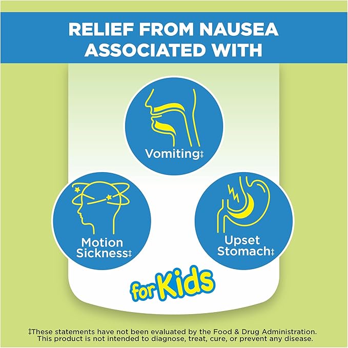 from The Makers of Dramamine, Advanced Herbals Kids Gummies, for Nausea Relief & Motion Sickness During Travel, Strawberry & Ginger Flavor, 20 Count