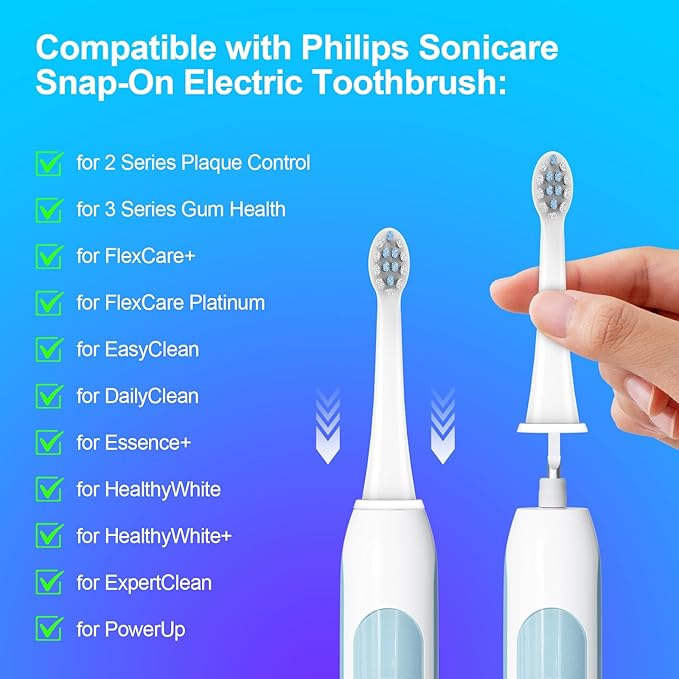 Replacement Toothbrush Heads Compatible with Philips Sonicare Electric Toothbrush,Replacement Brush Head for Replacement Heads C1 C2 G2 W 4100 HX6062/65 and More Philips Snap-on Handles (8 Count)