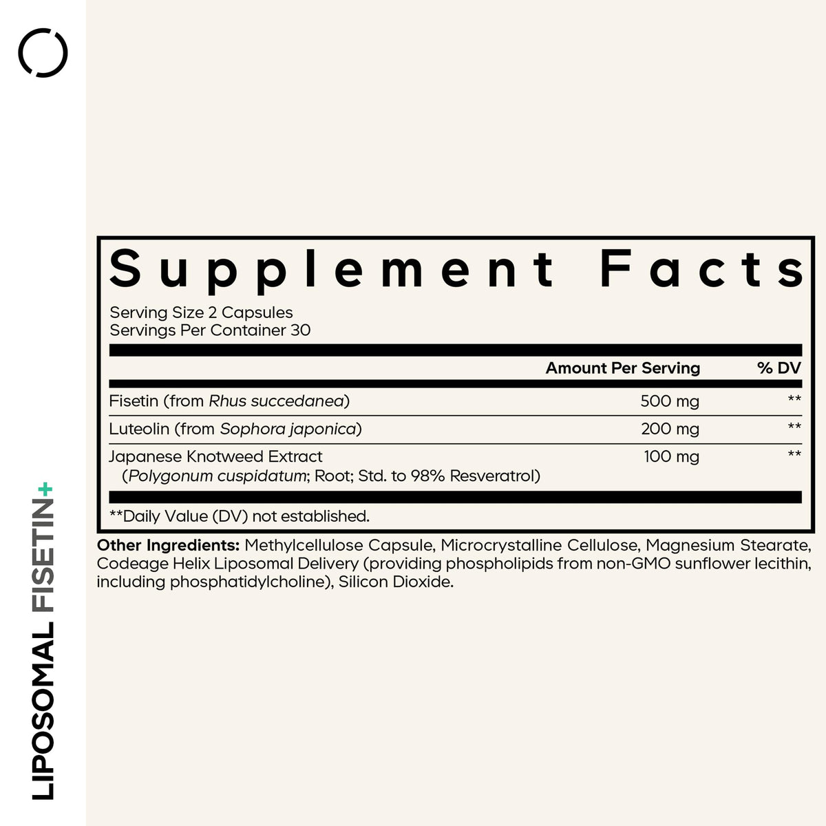 Codeage Liposomal Fisetin 500mg, Resveratrol, Luteolin, 60 Capsules