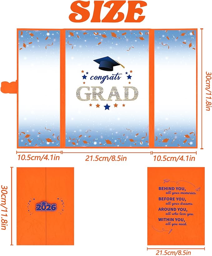 Vlipoeasn 2026 Graduation Guest Book Alternative, Orange & Blue Class of 2026 Graduation Party Decorations, Graduation Signature Book for 2026 College High School, Unique Graduation Gifts for Friends
