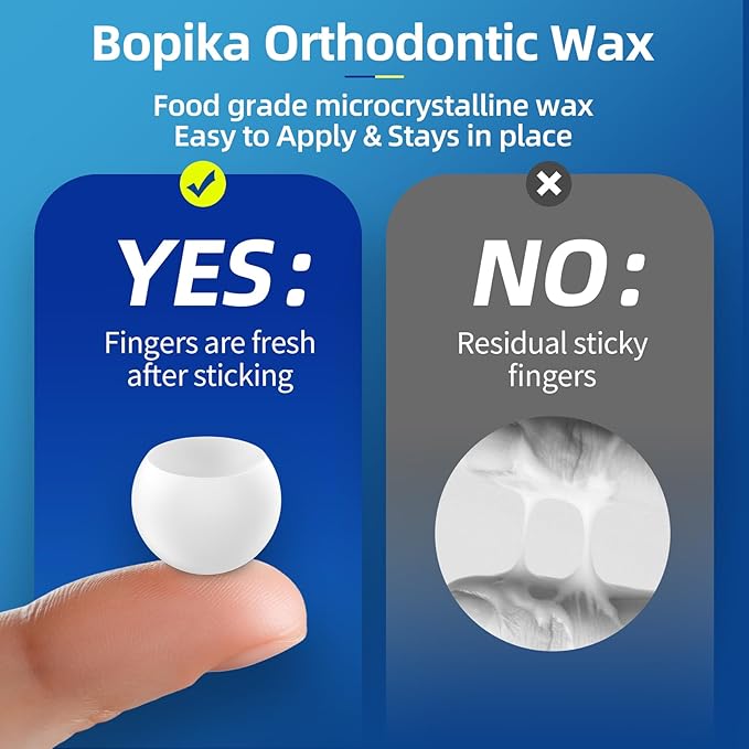 Bopika Orthodontic Wax for Braces Wax Dots 120 Individually Wrapped, Mint Flavored Dental Wax for Comfort & Protection