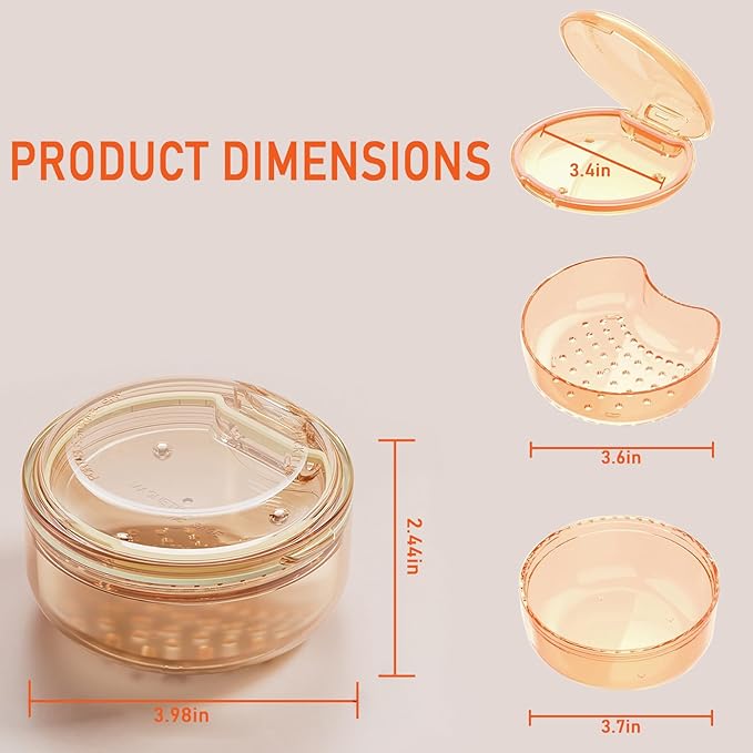 2 in 1 Retainer Case Retainer Bath Case for Cleaning and Store Retainer Mouth Guard Aligner Night Guard Partial Denture, All-in-one Retainer Bath and portable storage case