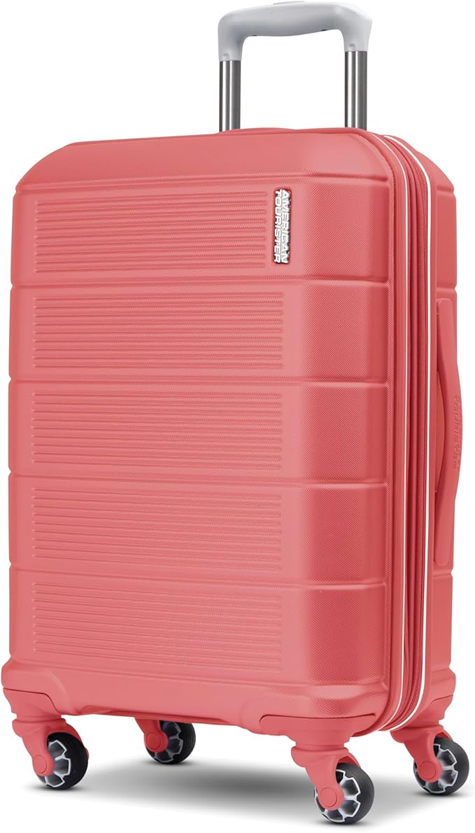 American Tourister Stratum 2.0 Expandable Hardside Luggage with Spinner Wheels, Soft Coral, Carry-on