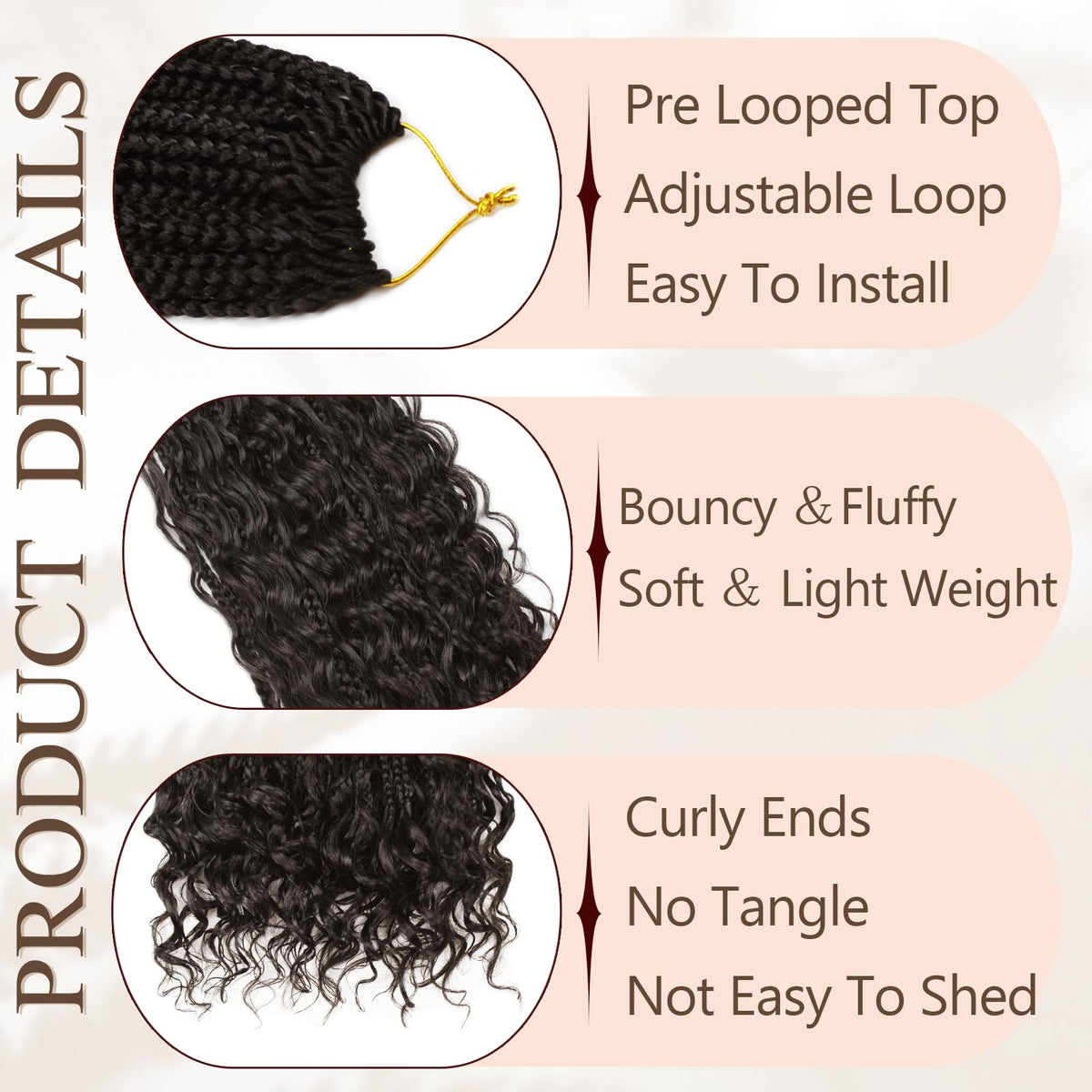 Vustbeauty 9 Packs Boho Box Braids Crochet Hair 24 Inch Goddess Box Braids Crochet Hair With Curly Ends Synthetic Bohemian Braids Hair Extension For Women (24inch, OT30)