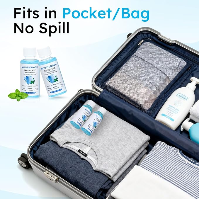 Travel Mouthwash Bulk, 1.2 Oz/35ml Mini Mouthwash Bulk, for Freshening Breath, Easy to Carry, Suitable for Work, Travel, Hotels, Dating Essentials (60-Pack)