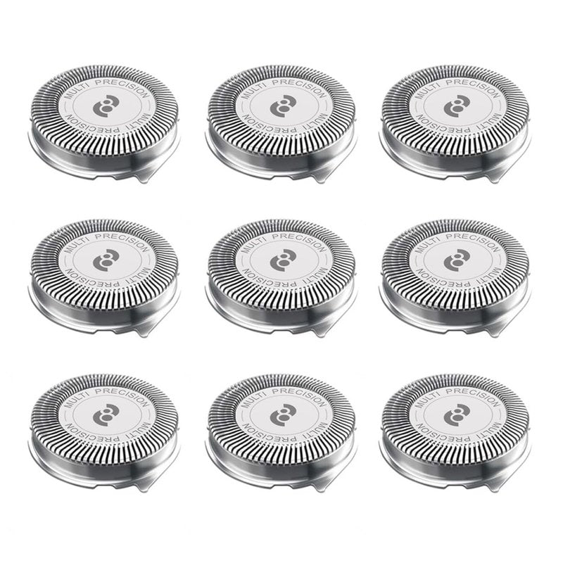 HQ8 Replacement Heads for Philips Norelco Shavers – 9-Piece Pack Compatible with PT720, PT730, PT735, PT860, AT890, AT891 Series – Smooth, Skin-Friendly, Easy-Clean Aquatec Replacement Heads