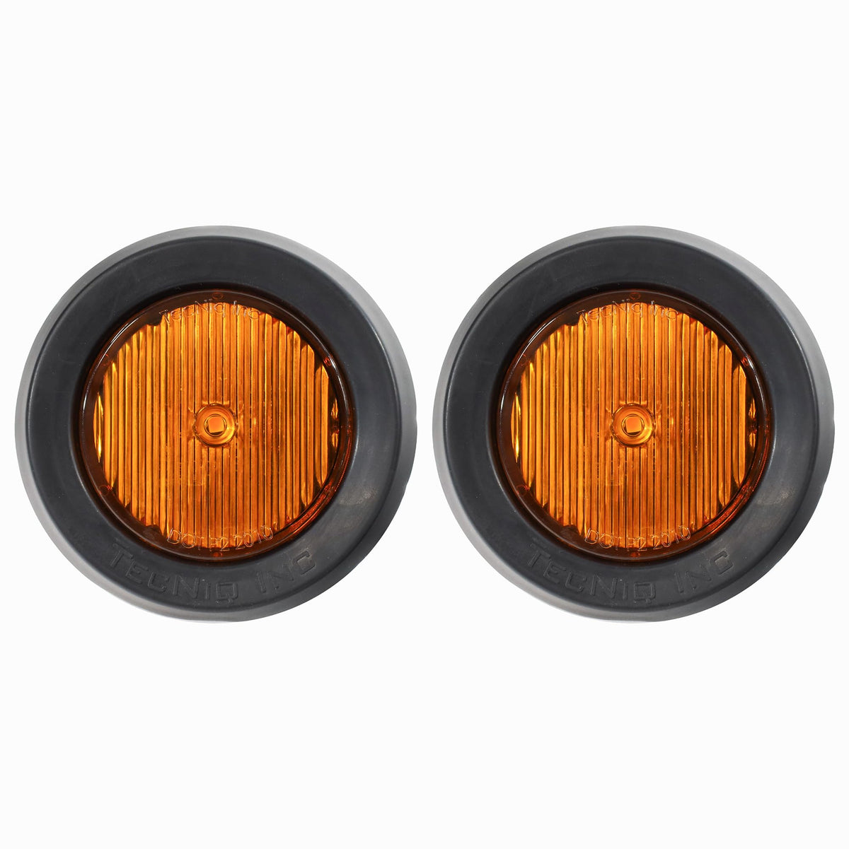 TecNiq S30-AA02-6 | 2 Round Amber LED Low-Profile Side Marker Light - Amber Lens, DOT Approved, IP68 Waterproof, Grommet Mount -