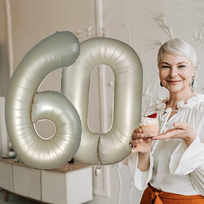 Number 6 Balloons White Sand Six Balloon for 6 Year Old Birthday Decorations 40 Inches Cream White Large Numbers 6th Birthday Party Nude Ballons Beige 6 Digital Neutral Balloon Pearl White 6