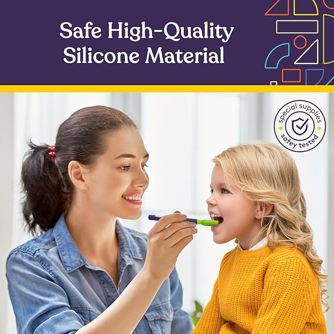 Special Supplies Rechargeable Buzz Buddy Oral Motor Stimulation kit with 12 Soft Textured Interchangeable Heads, Calm Sensory Needs, Support Speech, and Stimulate Self Feeding, Gentle Vibrations