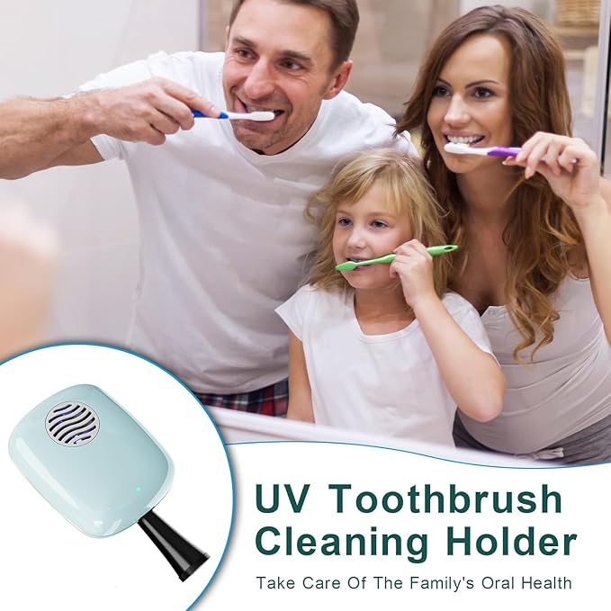 UV-C Toothbrush Sanitizer Cover Case and Holder Electric Travel Toothbrush Cover with Holder for Any Toothbrush Head Rechargeable Toothbrush Travel Case Blue