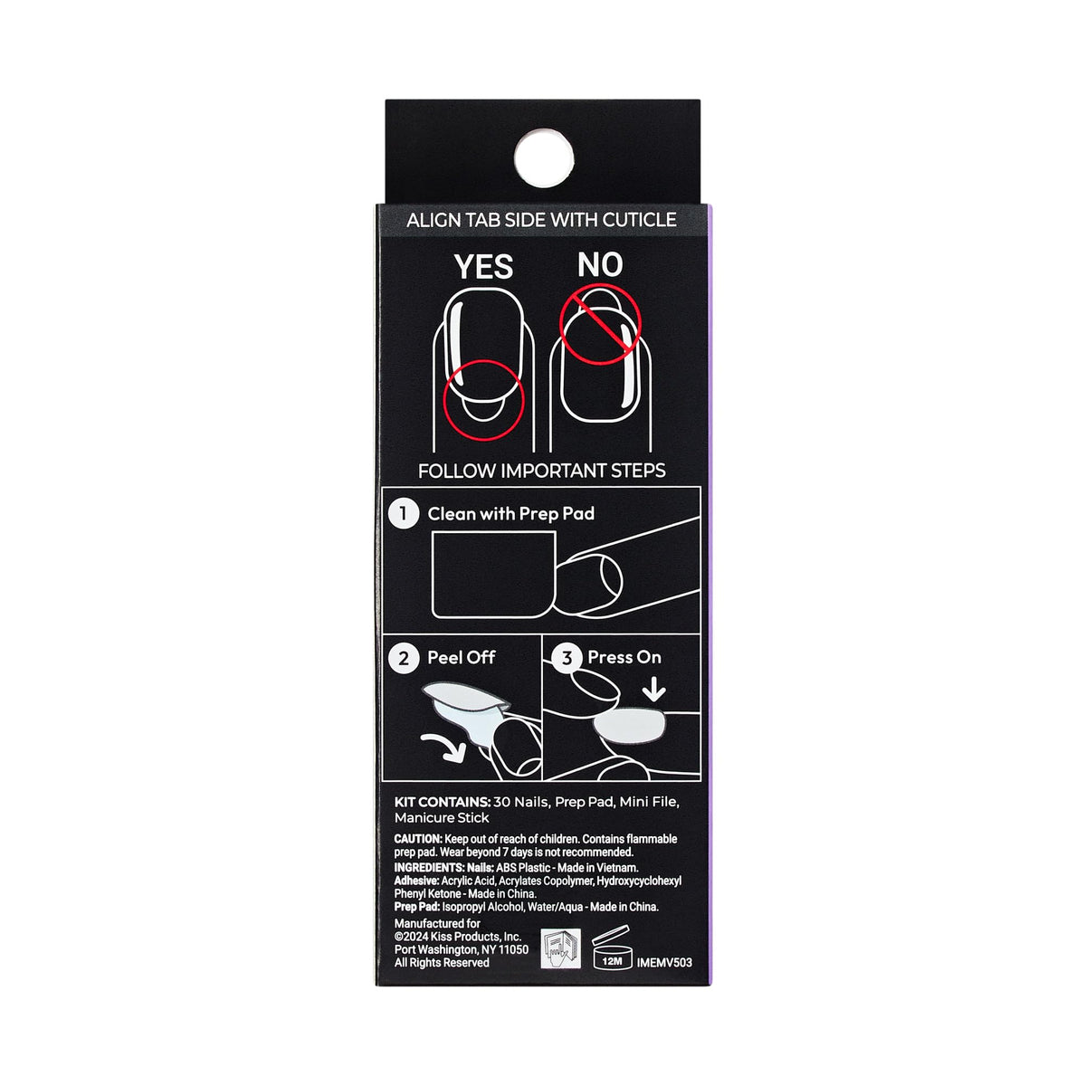 Kiss Impress Premium Press On Nails, Style ‘Portal’, Purple, Medium Coffin, No Separate Tabs, Nail Kit Contains 30 Fake Nails, Prep Pad, Mini Nail File, and Manicure Stick