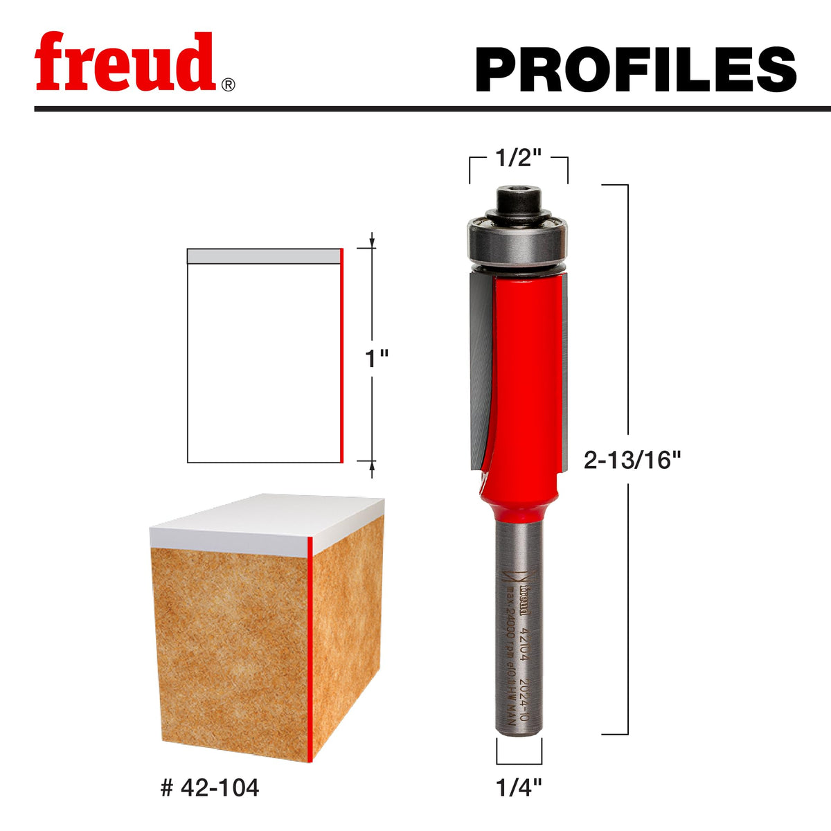 Freud 42-104: 1/2" (Dia.) Bearing Flush Trim Bit