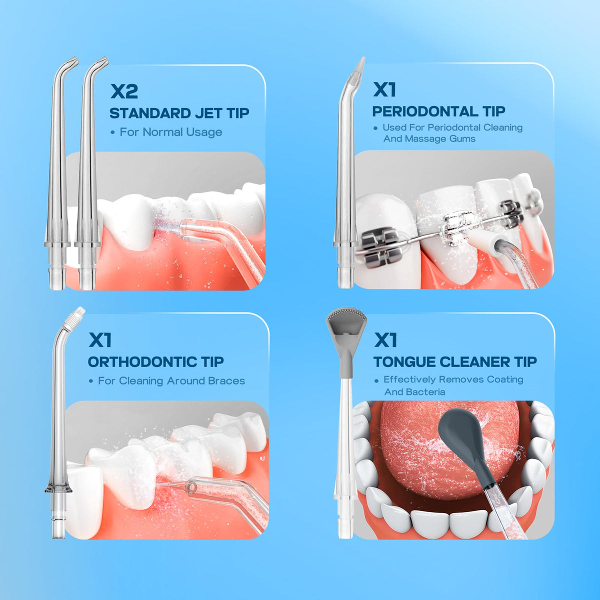 Water Flosser Cordless Portable, 300ML Detachable Oral Irrigator for Teeth Cleaning, 5 Modes Dental Water Flosser for Braces & Gum Care, USB Rechargeable Waterproof