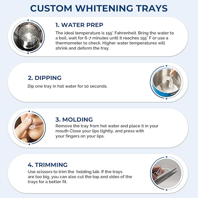 Teeth Whitening Trays Moldable 4 Dental Trays 2 Retainer Case Teeth Trays for Tooth Whitening Gel Compatible with Opalescence Teeth Whitening Gel