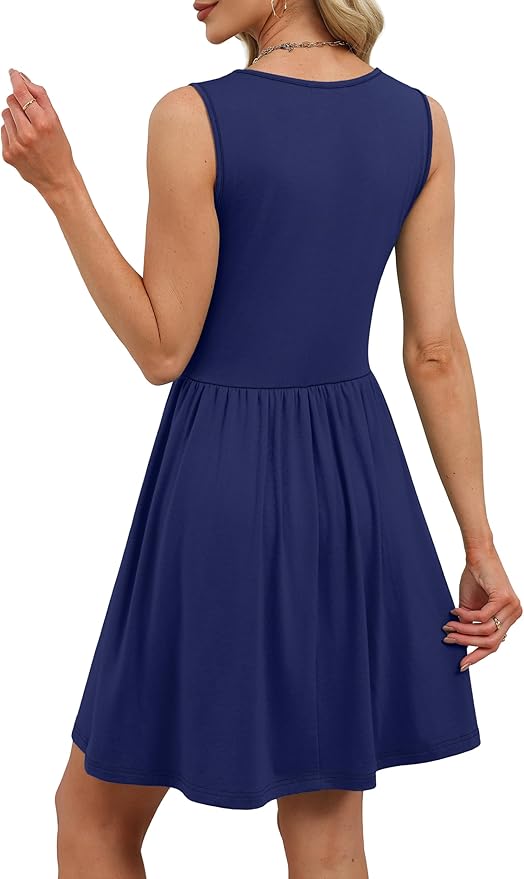 OFEEFAN Summer Dresses for Women Beach Fashion Sundresses Babydoll Dress Button Down Boho Dresses Cute Cross