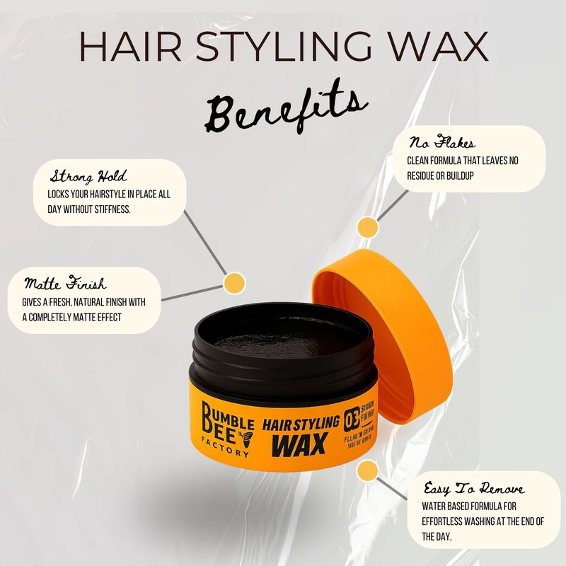 BUMBLE BEE Hair Styling Wax, 4 Styles, Firm Hold, Natural Finish (150 ml, 02 White (Matte))